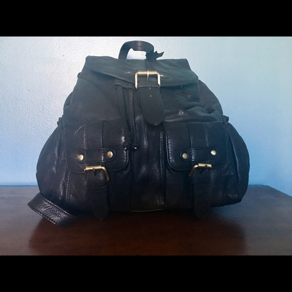 Black Leather Backpack